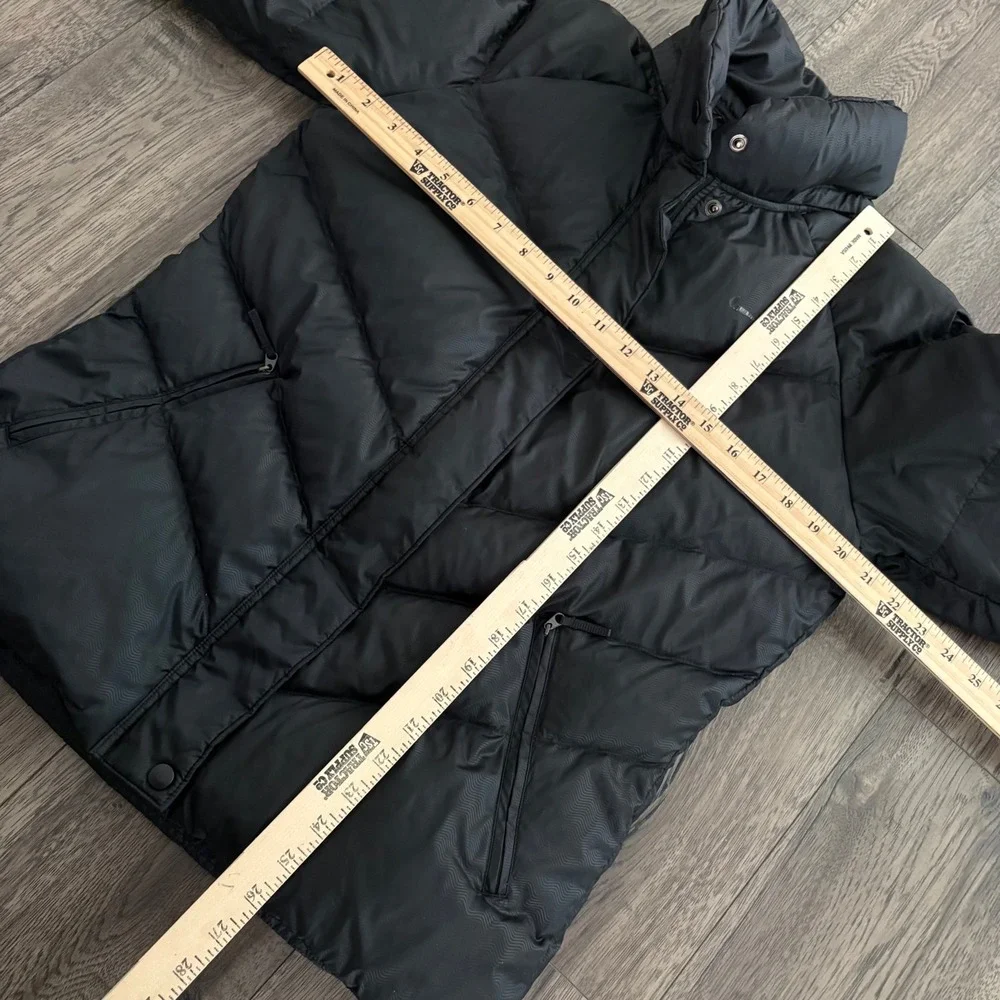 Nike‎ Puffer Jacket Girls Large 12-14 Black Good Chevron Quilted Down Coat